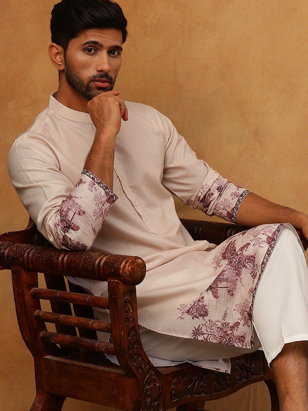 Jompers Men Floral Printed Kurta
