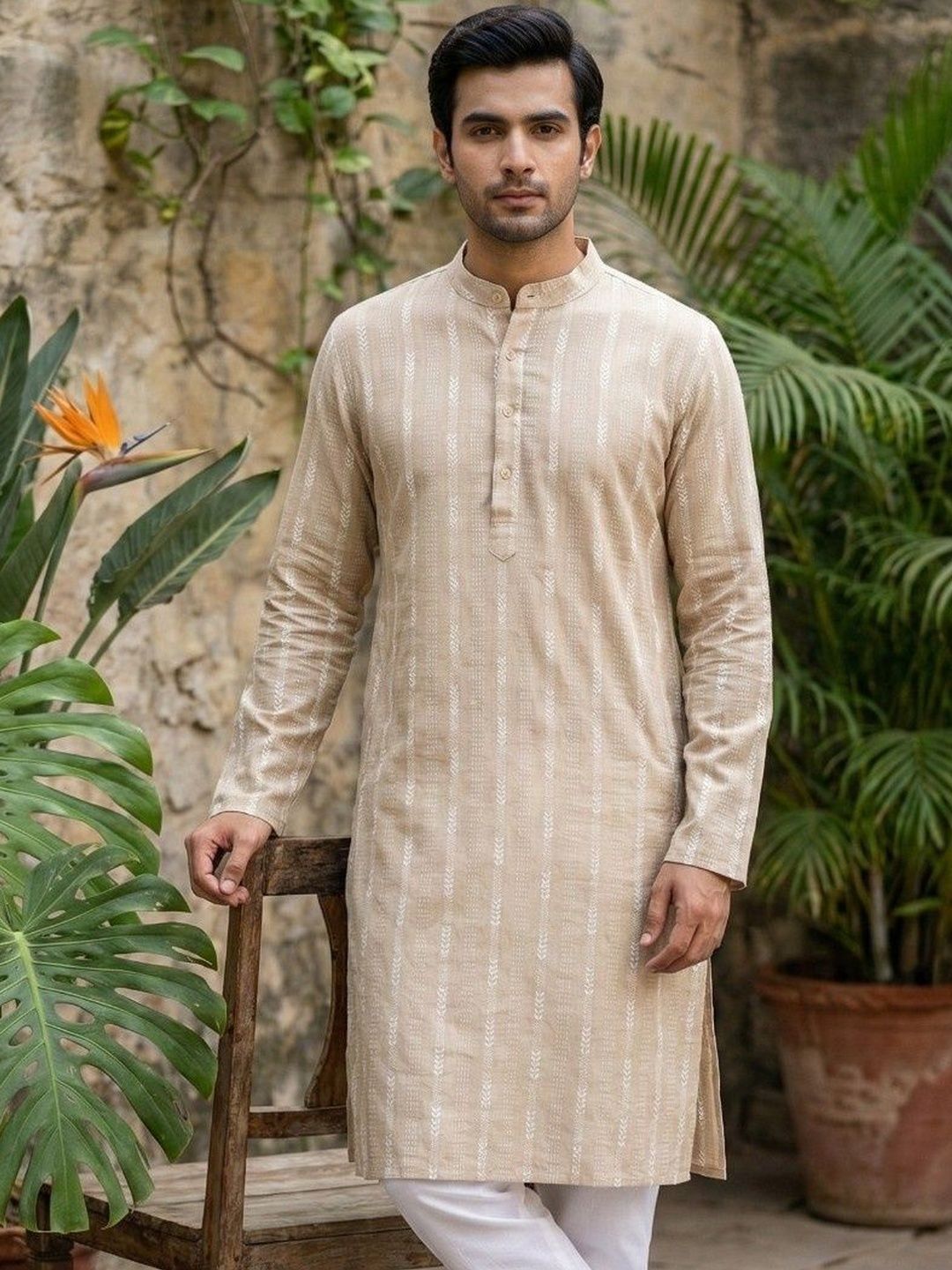 Sypher Boutique Men Printed Khadi Kurta