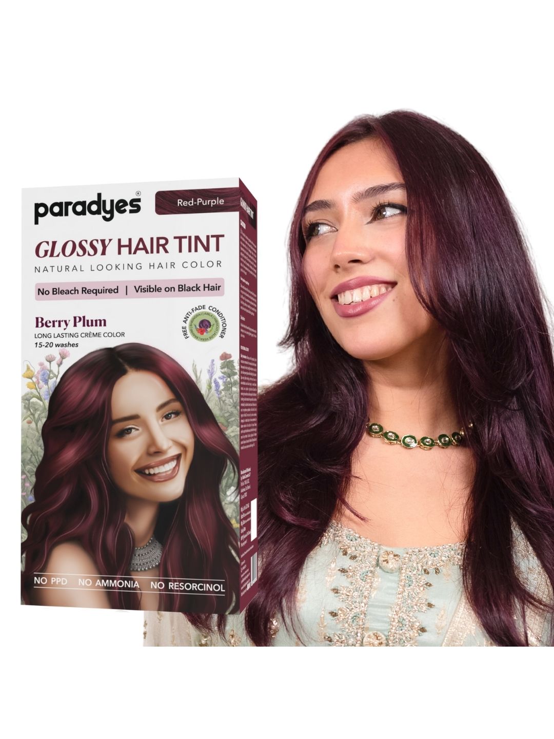 Paradyes Semi-Permanent Creme Glossy Tint Hair Color 160g- Berry Plum- Deep Red