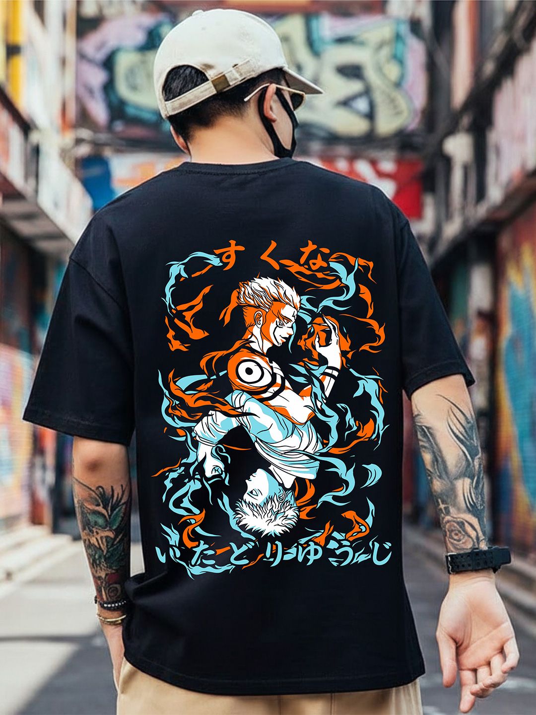 Uniplanet store Anime Printed Round Neck Cotton Oversized T-shirt