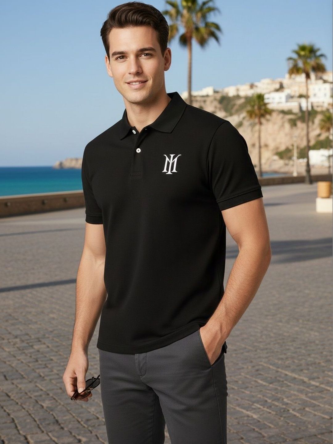 GENZILOOKS Men Polo Collar Organic Cotton T-shirt