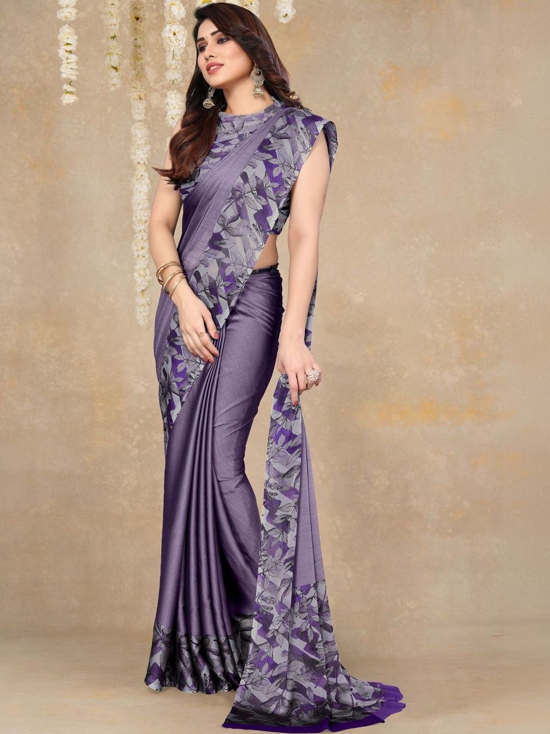 KALINI Floral Poly Chiffon Saree