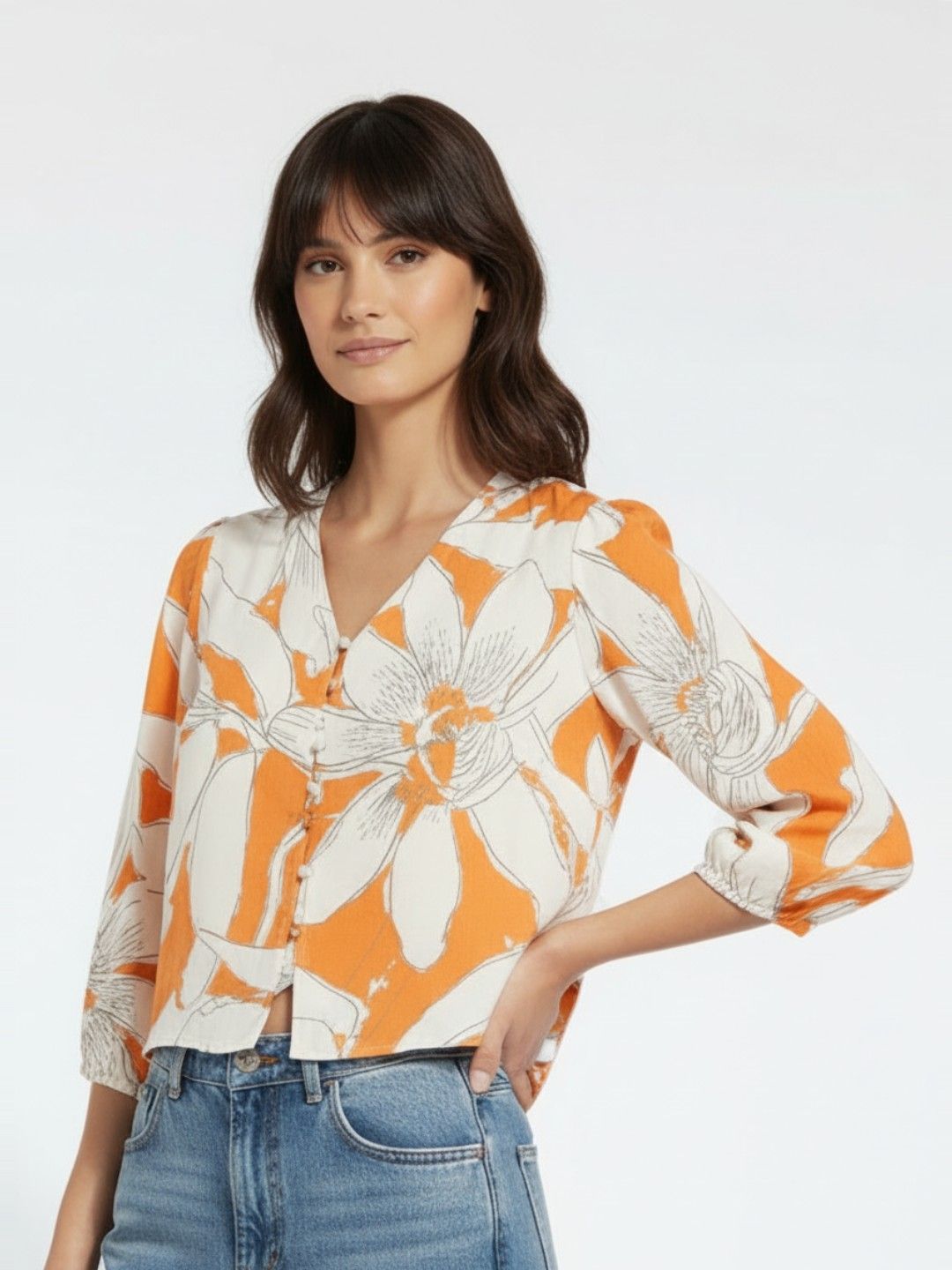 order E7♡ Buy glitchez Floral Printed V-Neck Top - Tops for Women 35168482
