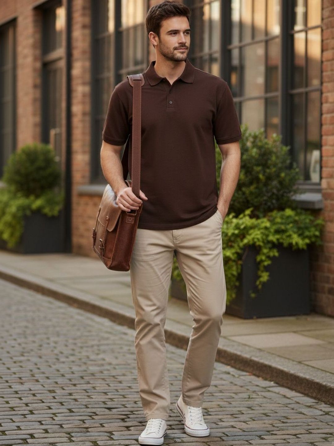 Davno Men Polo Collar T-shirt