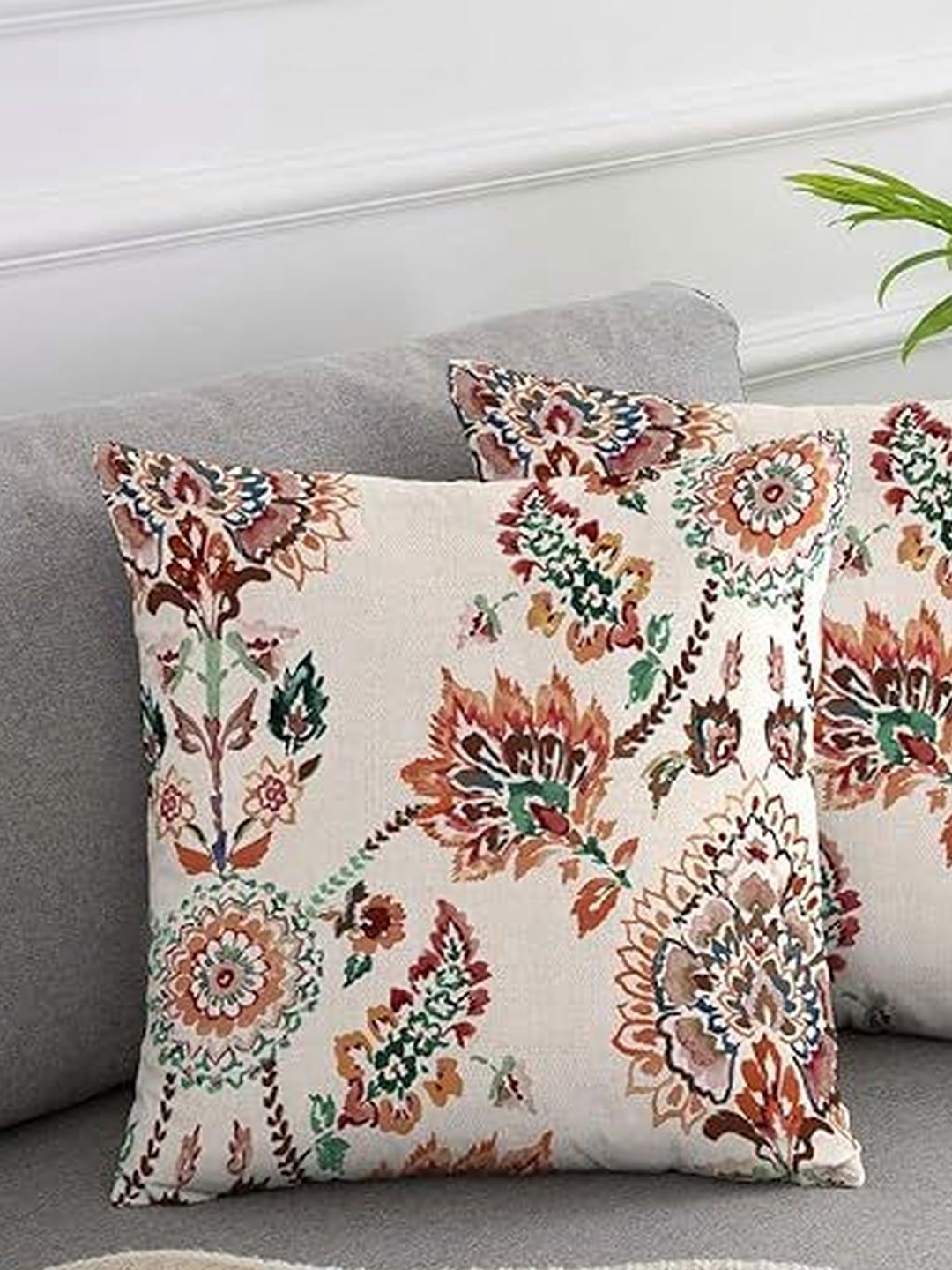 KNOTTING HOME Set of 2 Floral Velvet Square Cushion Covers