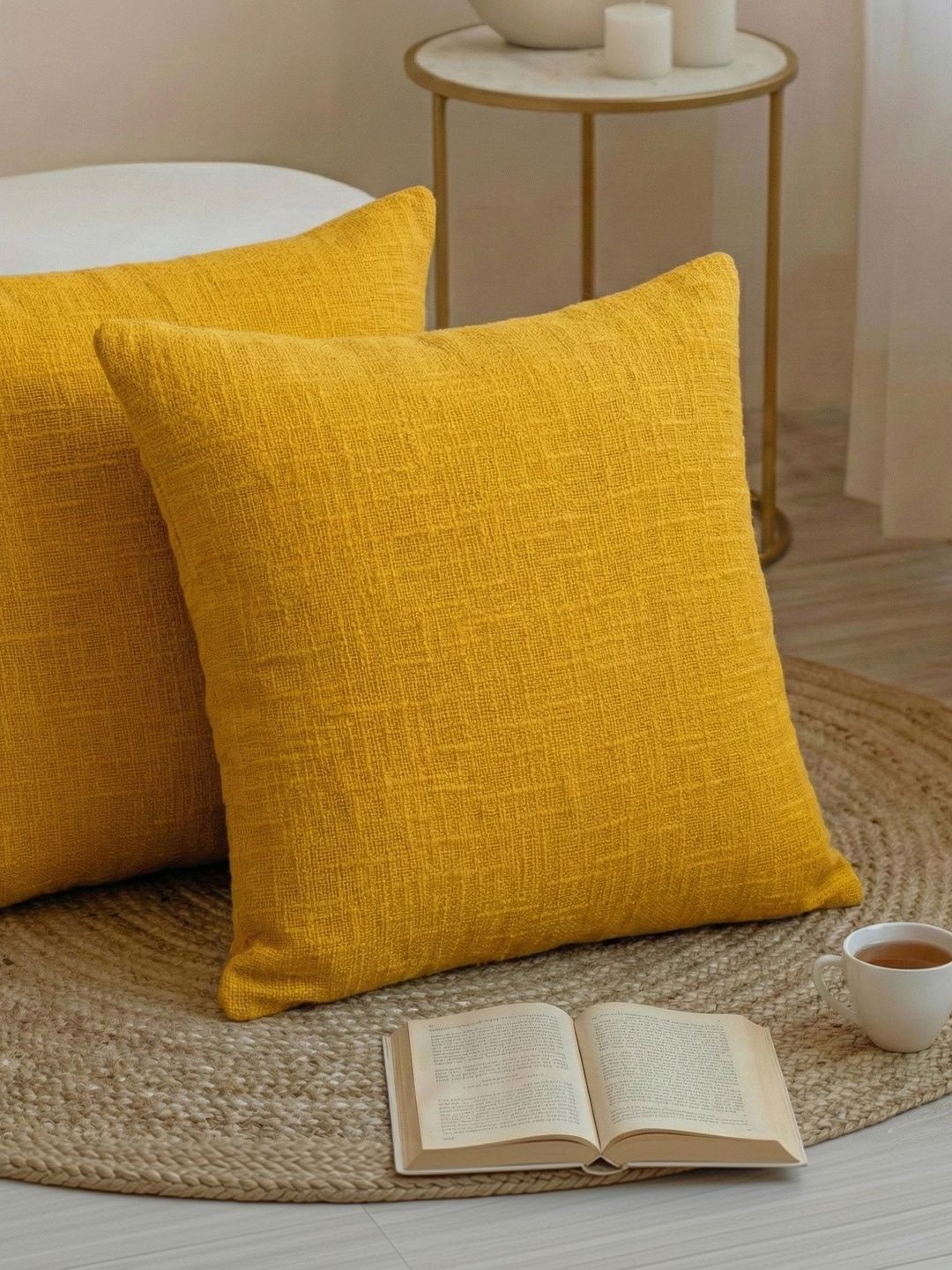 DMAASA Yellow Set of 2 Square Cushion Covers
