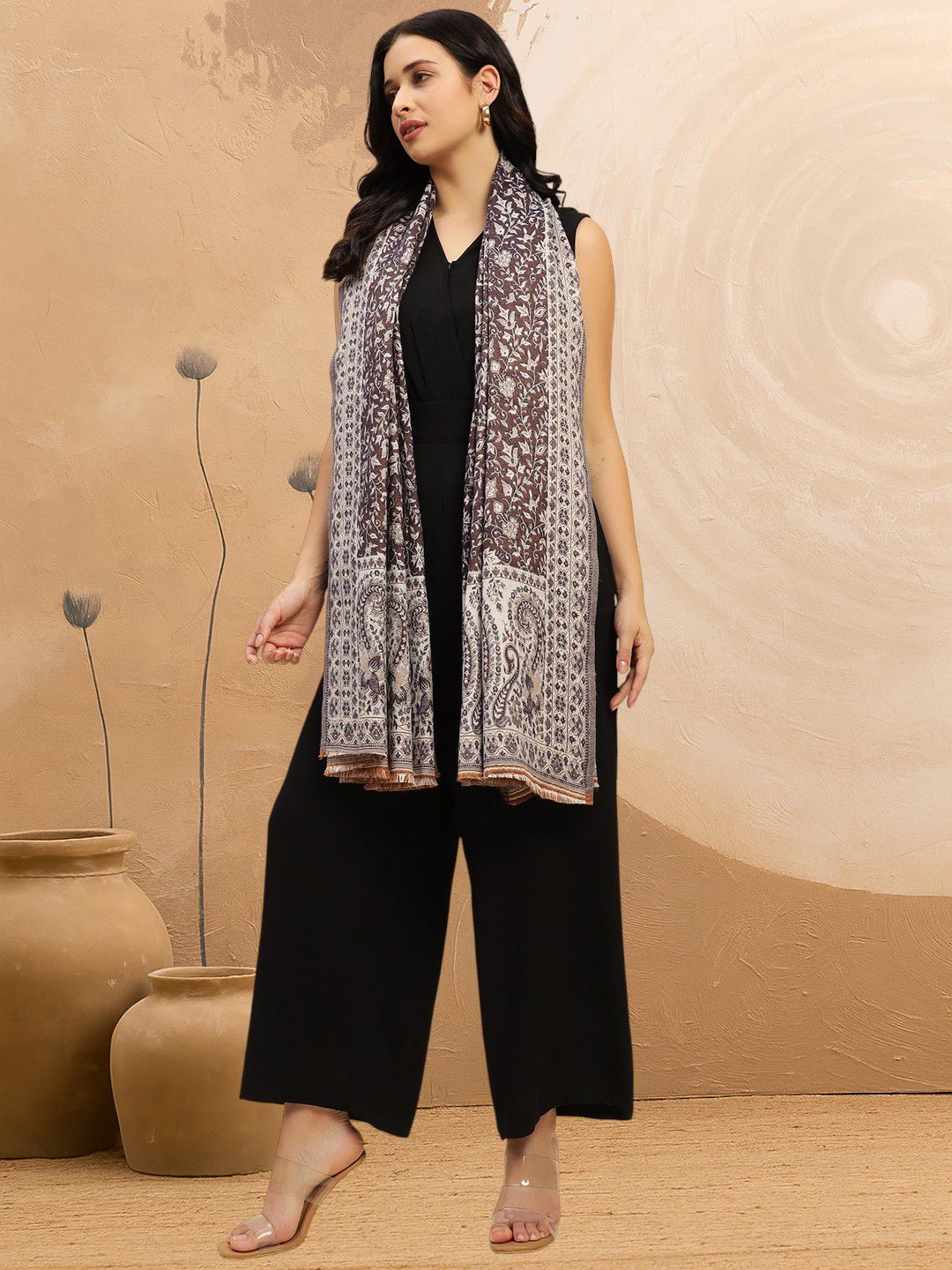 WEAVERS VILLA Women Floral Woven Design Shawl