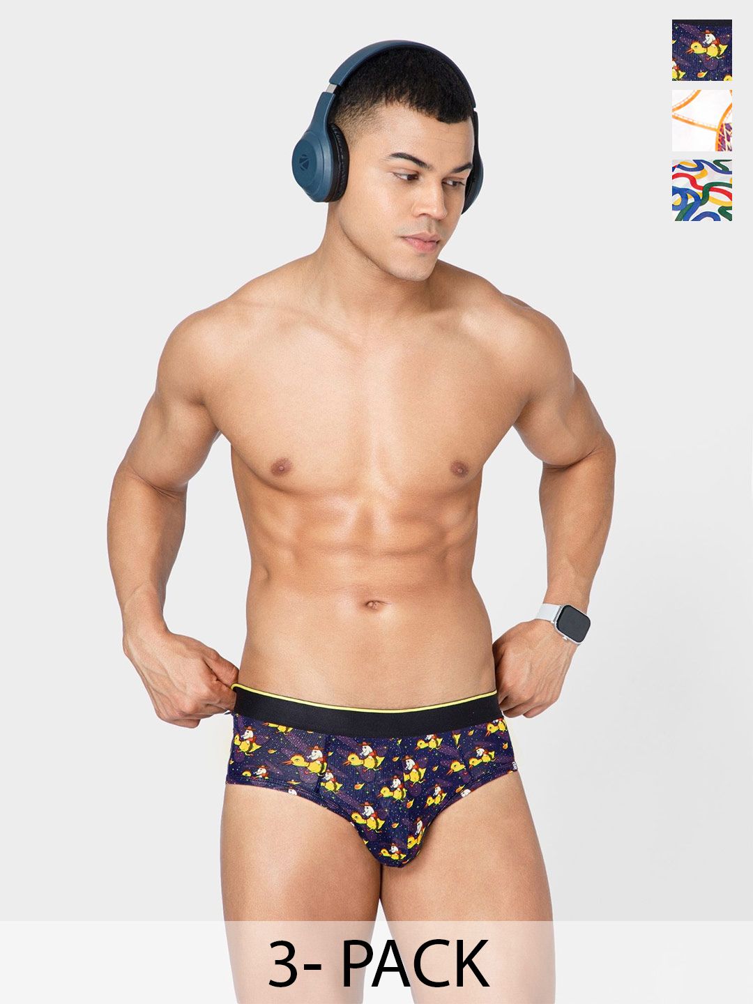 bummer Pack Of 3 Printed Briefs