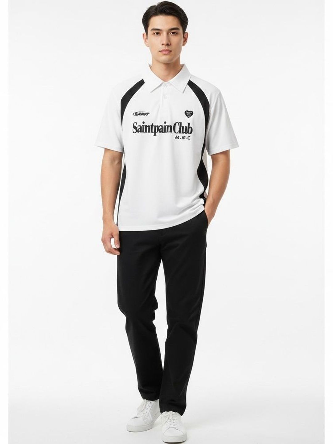AVEJO Men Typography Colourblocked Polo Collar T-shirt