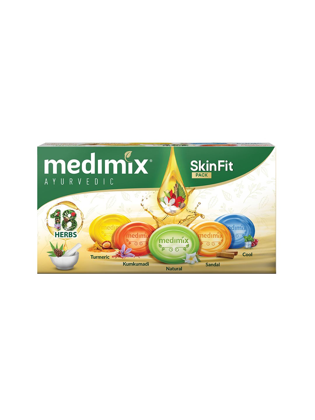 medimix AYURVEDIC 5-Pcs Skin Fit Assorted Soap Pack - 125 g each
