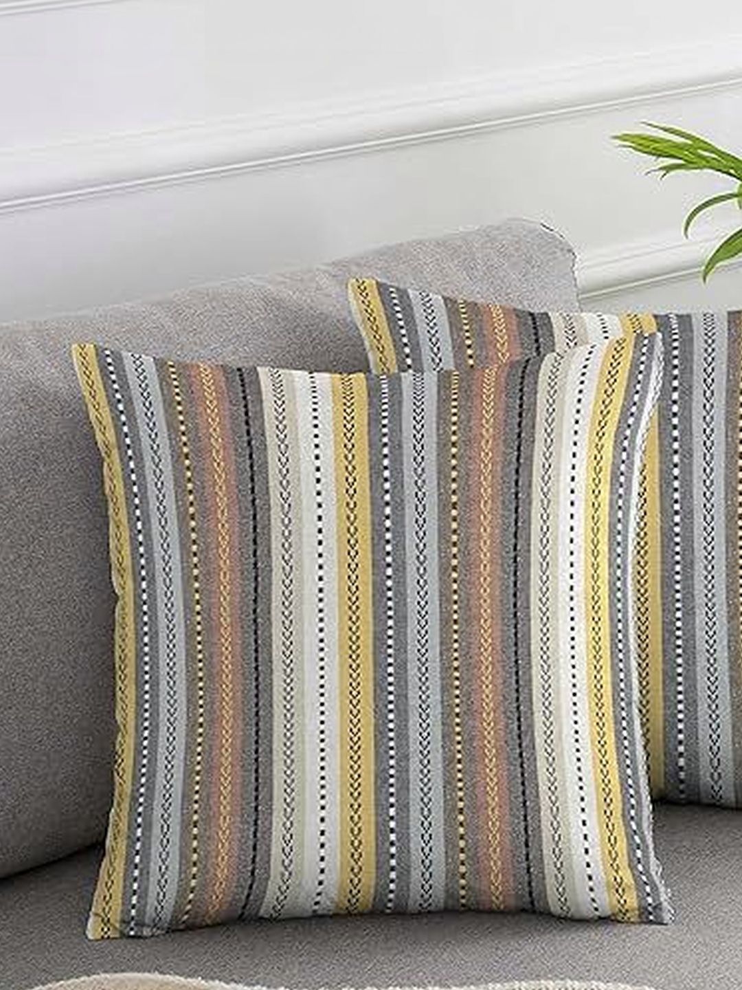 KNOTTING HOME Set of 2 Striped Square Cushion Covers