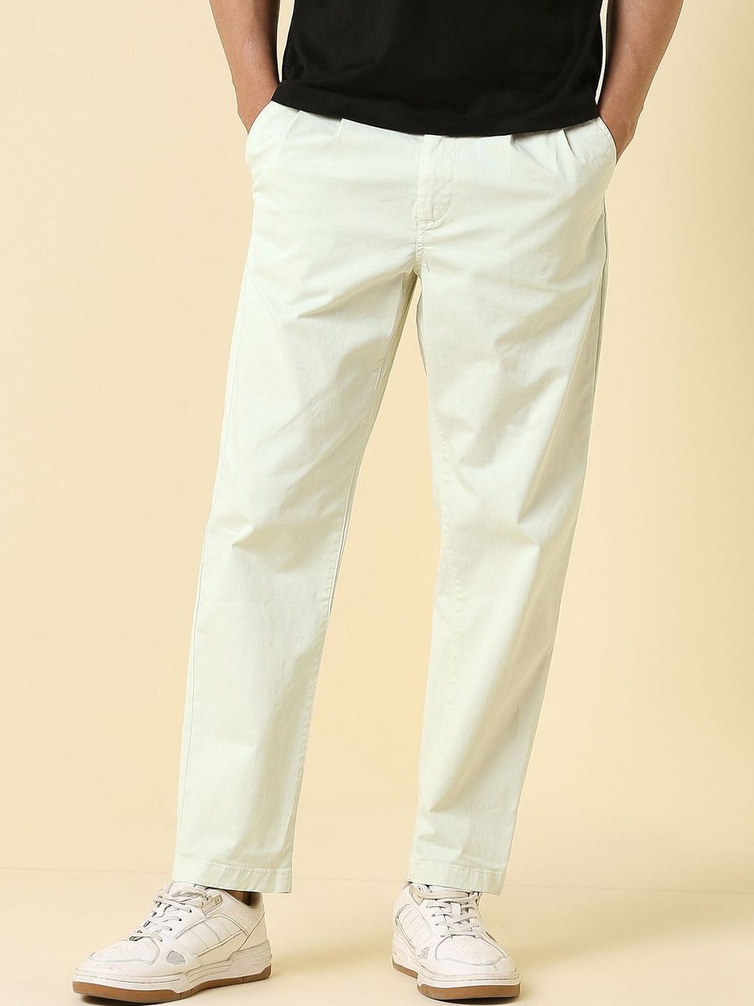 Men Pleated Chinos Trousers Allen Solly Men Pleated Chinos Trousers