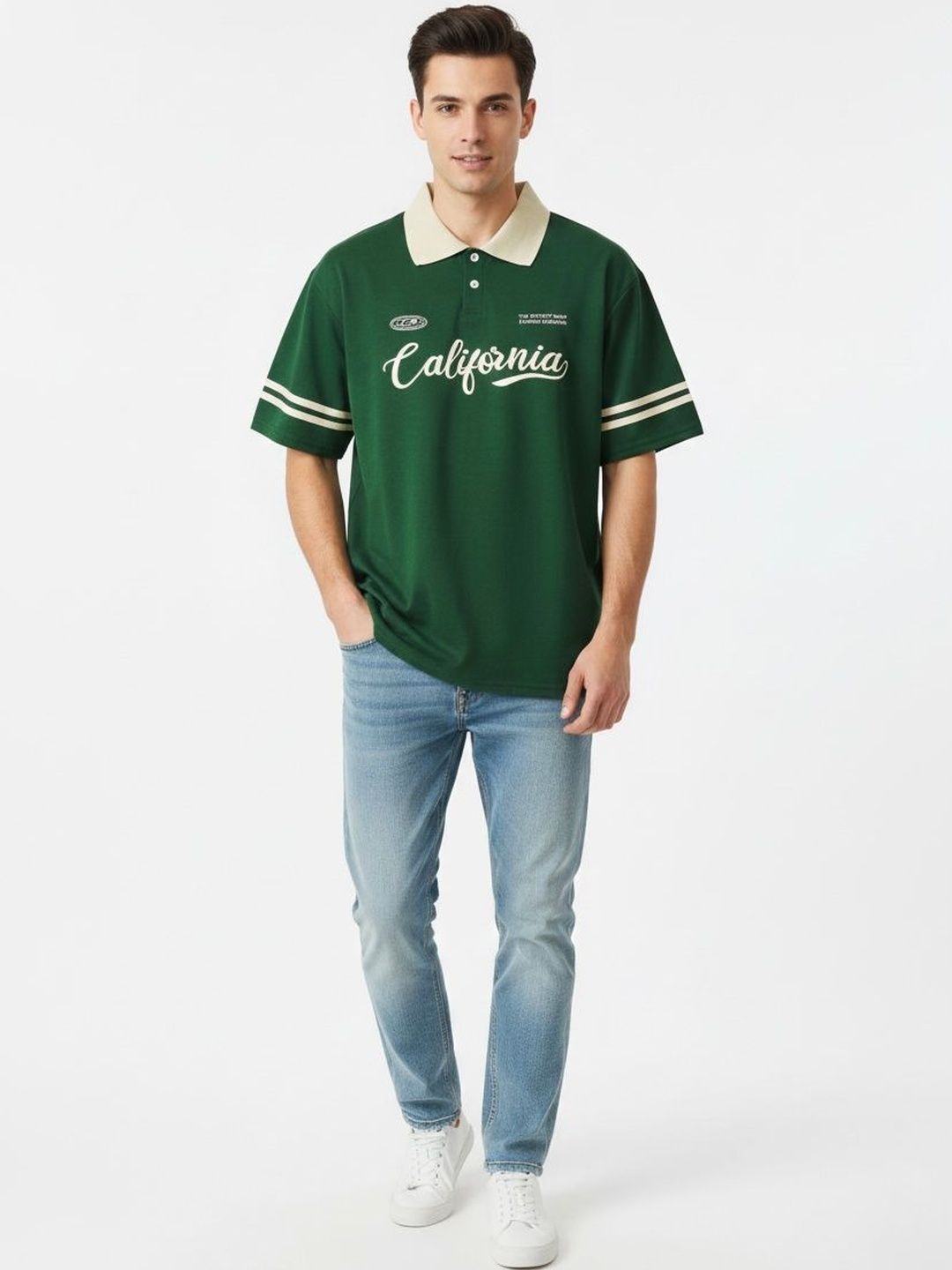 AVEJO Men Typography Printed Polo Collar T-shirt