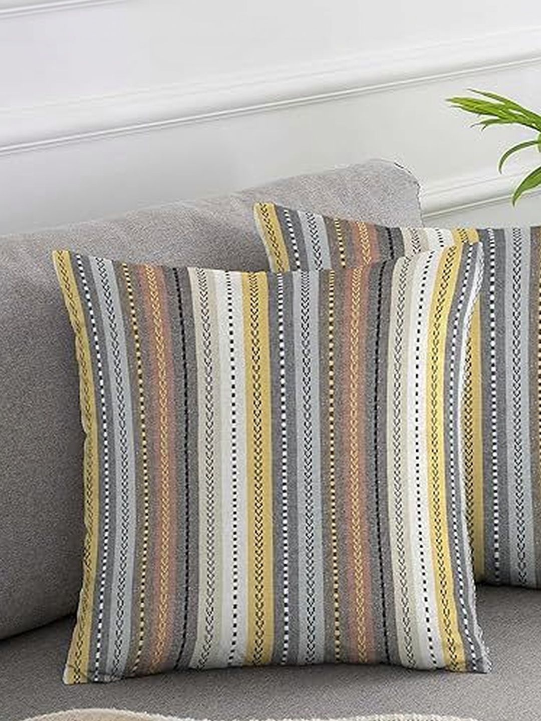 KNOTTING HOME Set of 2 Striped Square Cushion Covers