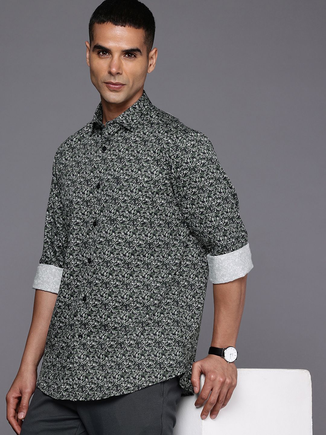 Allen Solly Sport Fit Micro Ditsy Printed Pure Cotton Casual Shirt