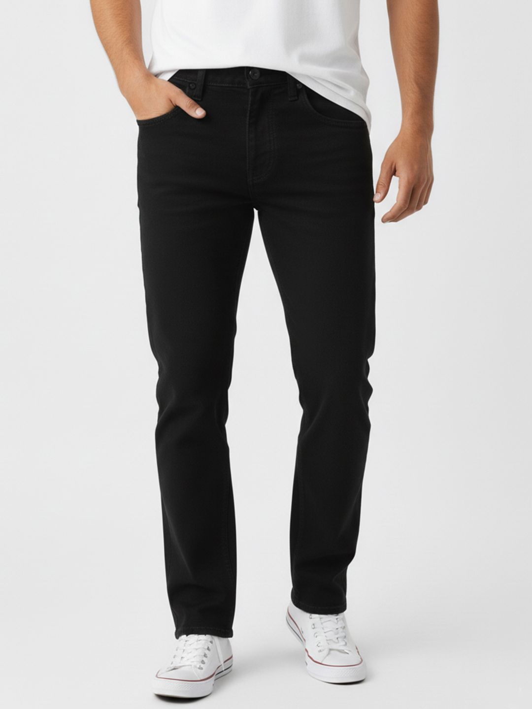 Integriti Men Straight Fit Mid-Rise Pure Cotton Jeans