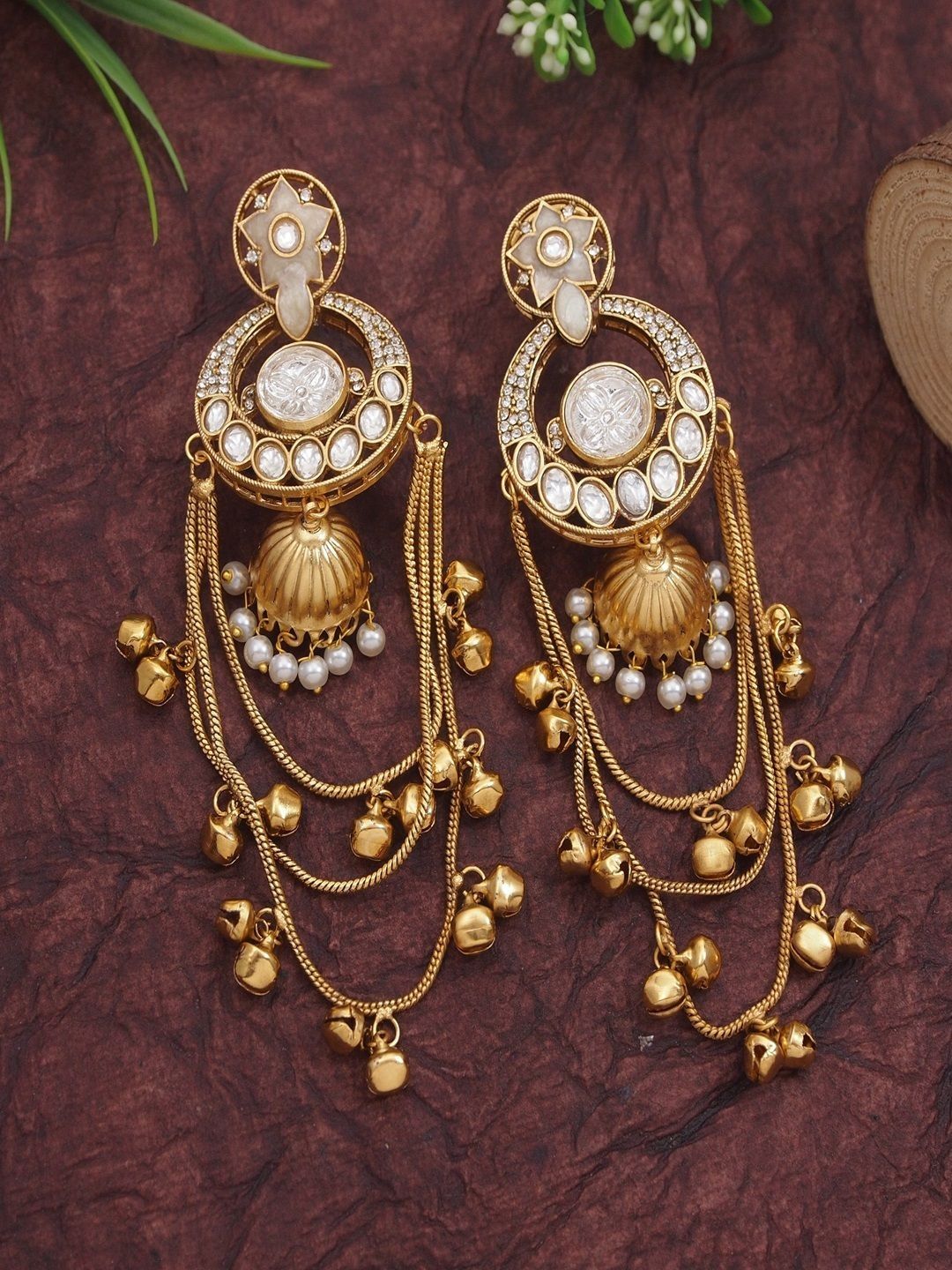 Buy SGA FASHION Gold-Plated Kundan Studded & Ghungroo Beaded Royal