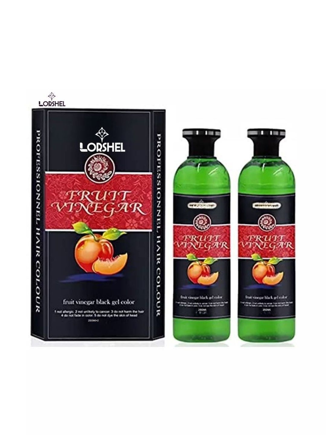 lorshel lorshel Set Of 2 Fruit Vinegar Gel Hair Colour - 250 ml Each - Black