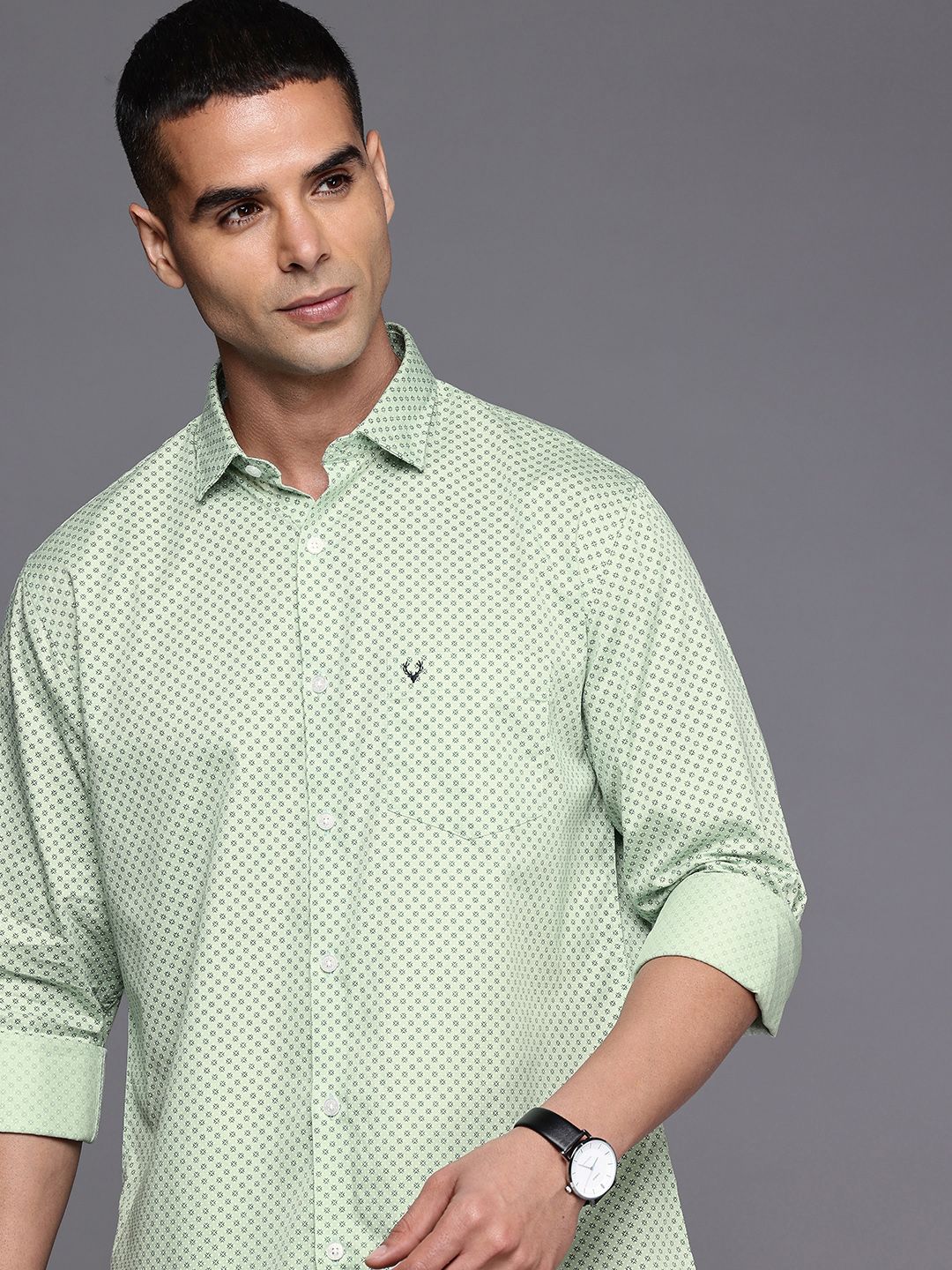 Allen Solly Sport Fit Micro Ditsy Printed Pure Cotton Casual Shirt
