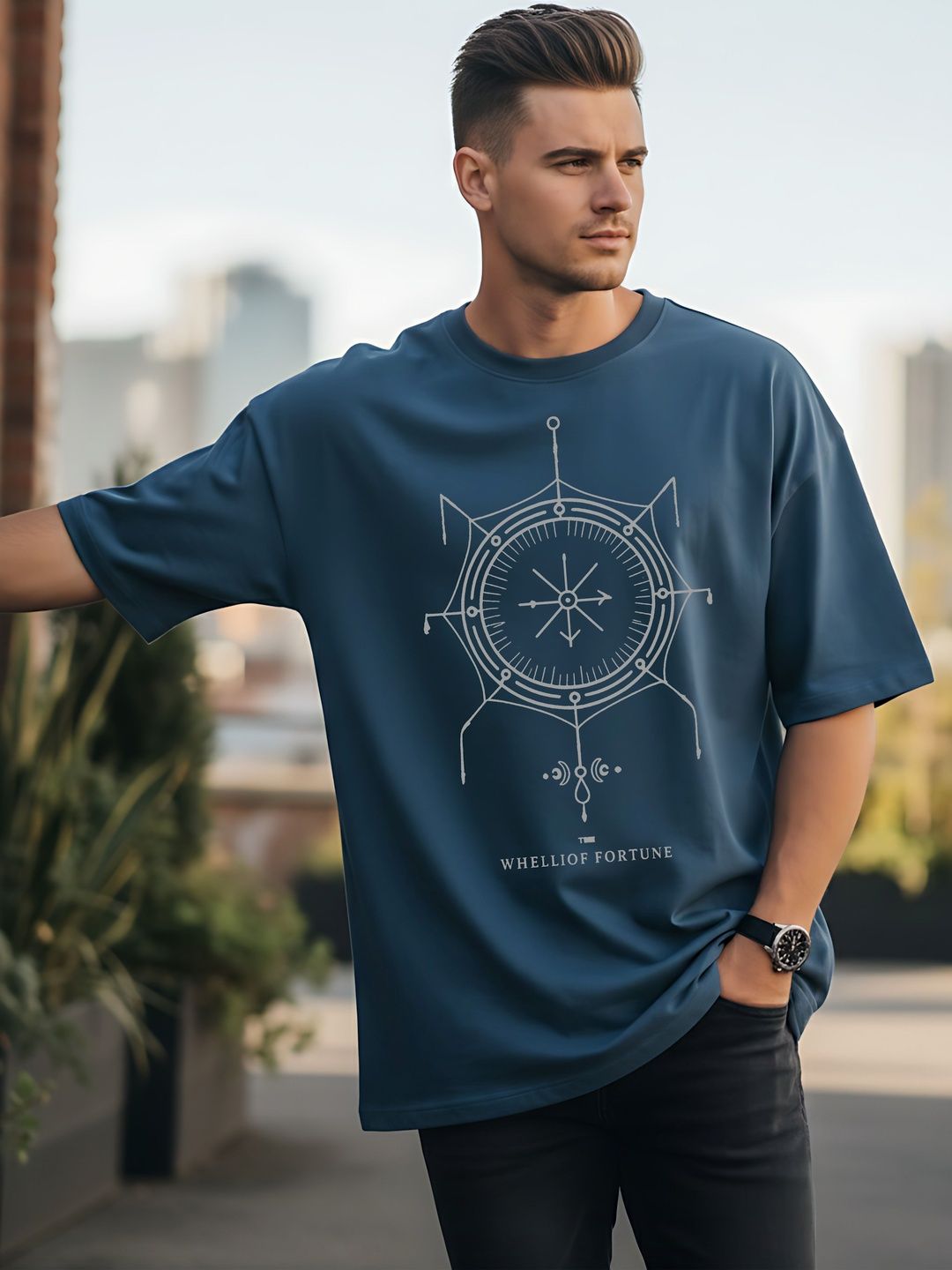 Moda Rapido Men Printed Drop-Shoulder Sleeves T-shirt