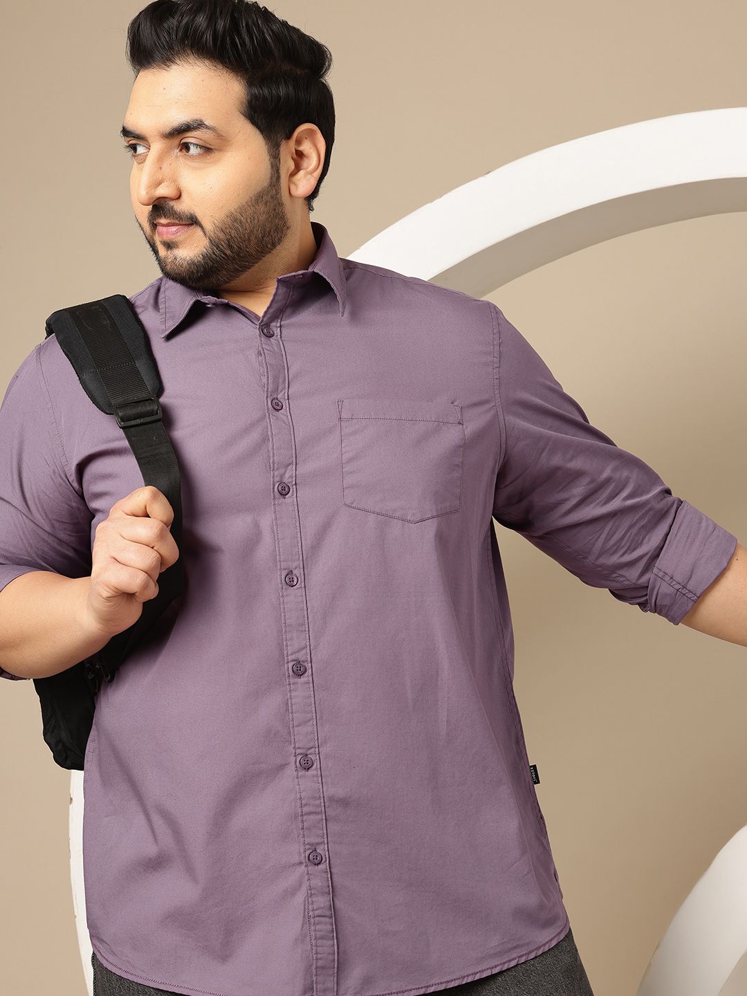Plus Size Pure Cotton Shirt Sztori Plus Size Spread Collar Pure Cotton Shirt
