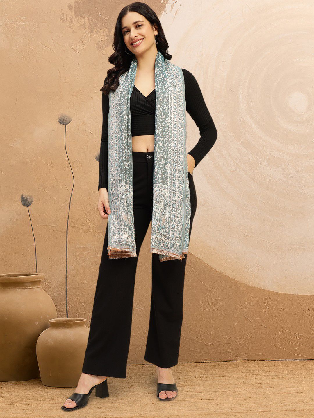 WEAVERS VILLA Women Woven Design Winter Shawl