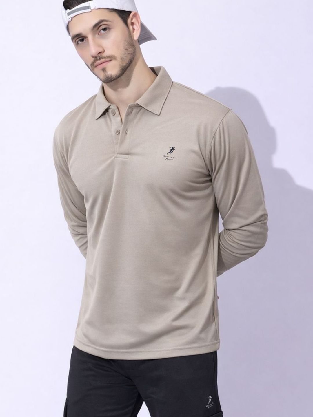 ARMISTO Men Brand Logo Polo Collar Dri-FIT T-shirt