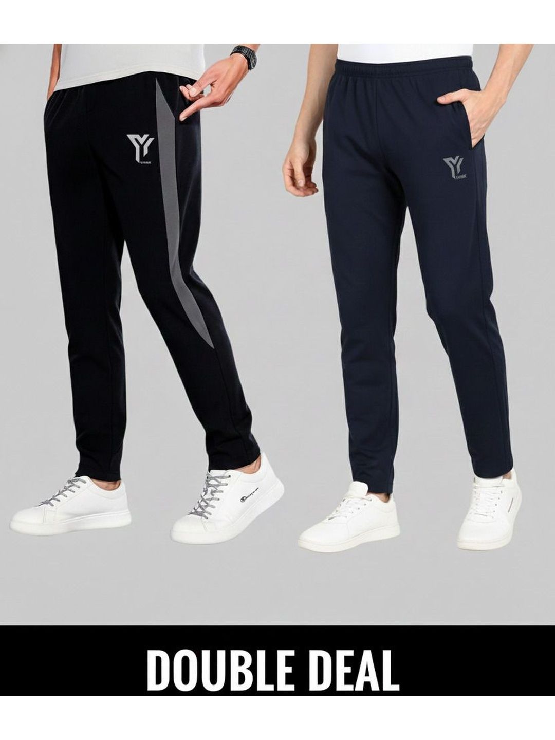 YUNEK Men Pack Of 2 Mid-Rise Track Pants
