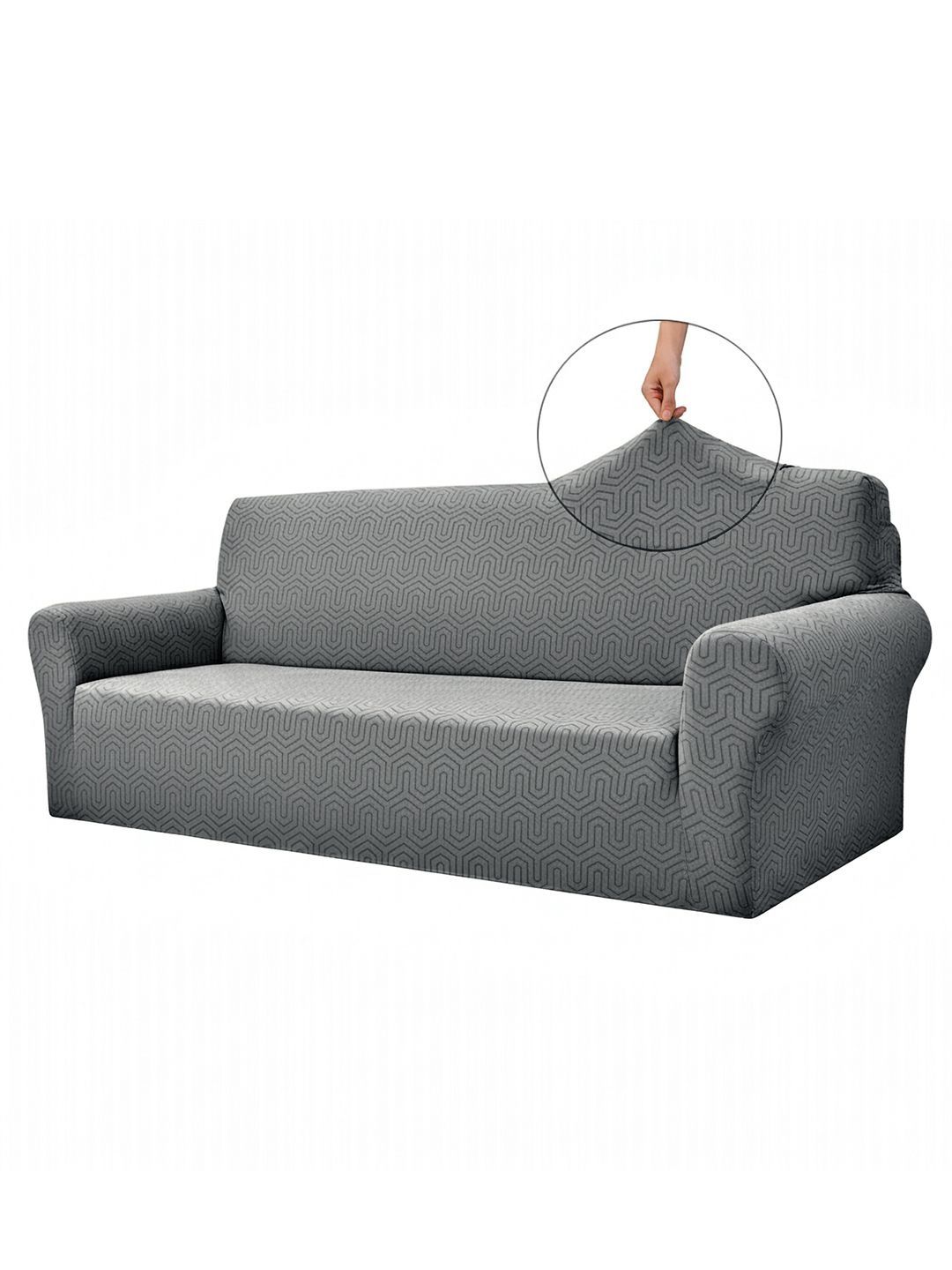 Cortina Cortina Grey & Grey Printed Sofa Cover With Arms