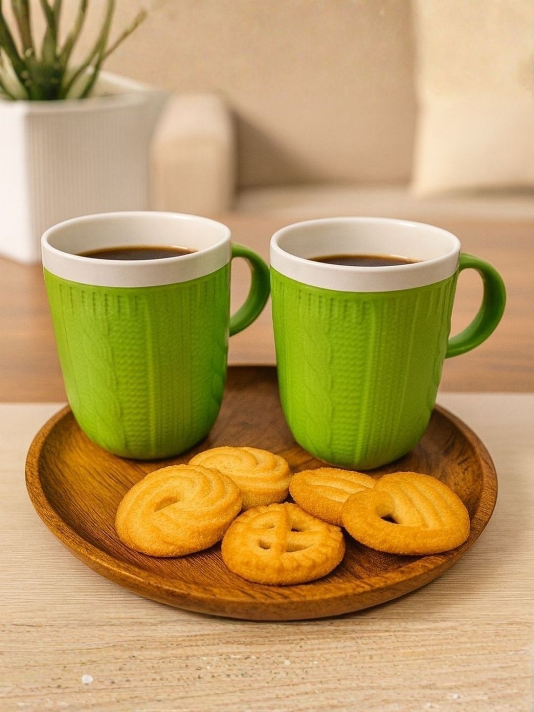 Unravel India Green Solid Ceramic Glossy Mugs Set of Cups and Mugs