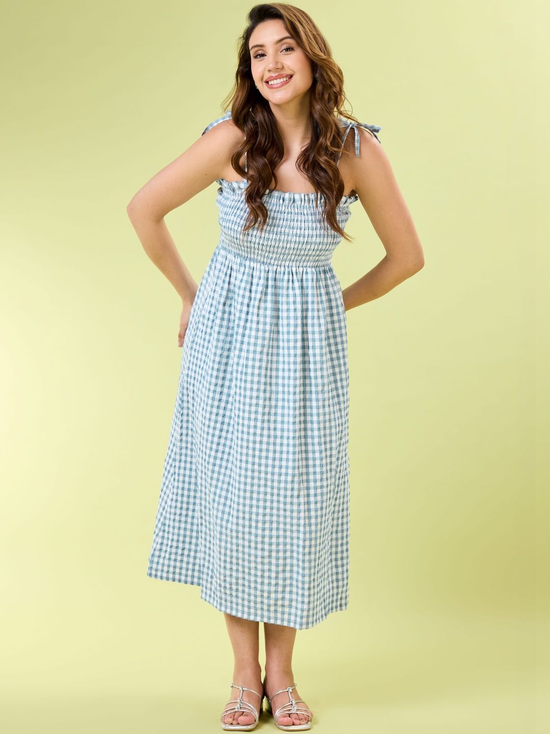 Navy MADISONBLUEGingham Jeannie GINGHAM FIT & FLARE DRESS