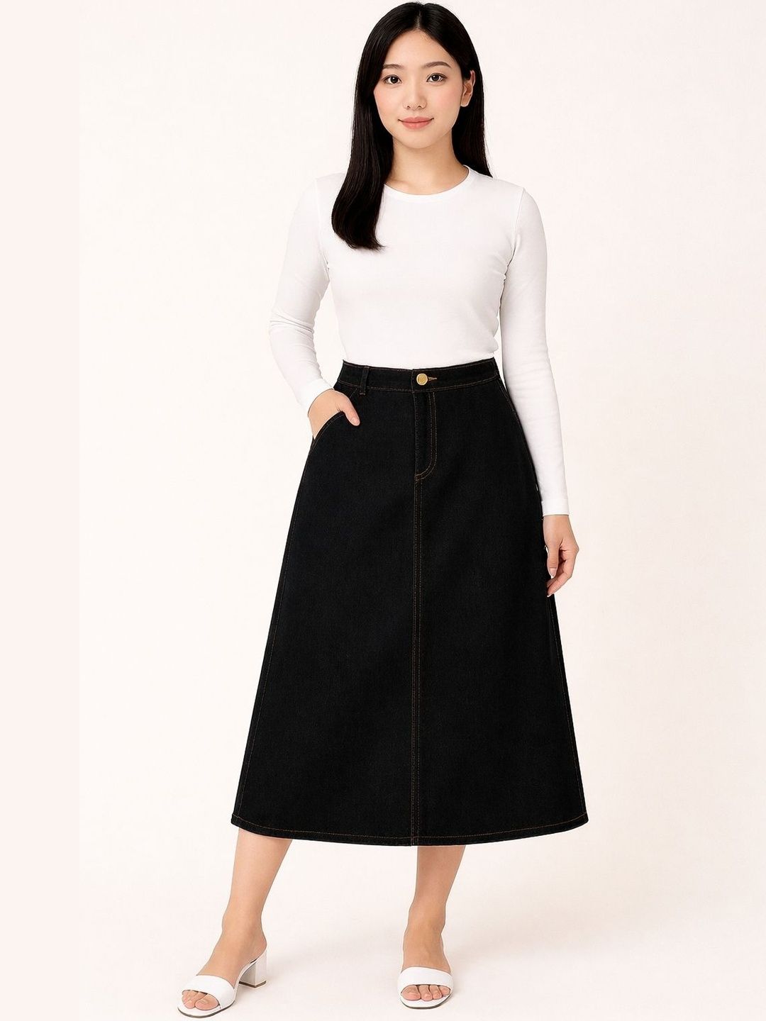 Tripursundari Fashion A-Line Curved Maxi Skirts