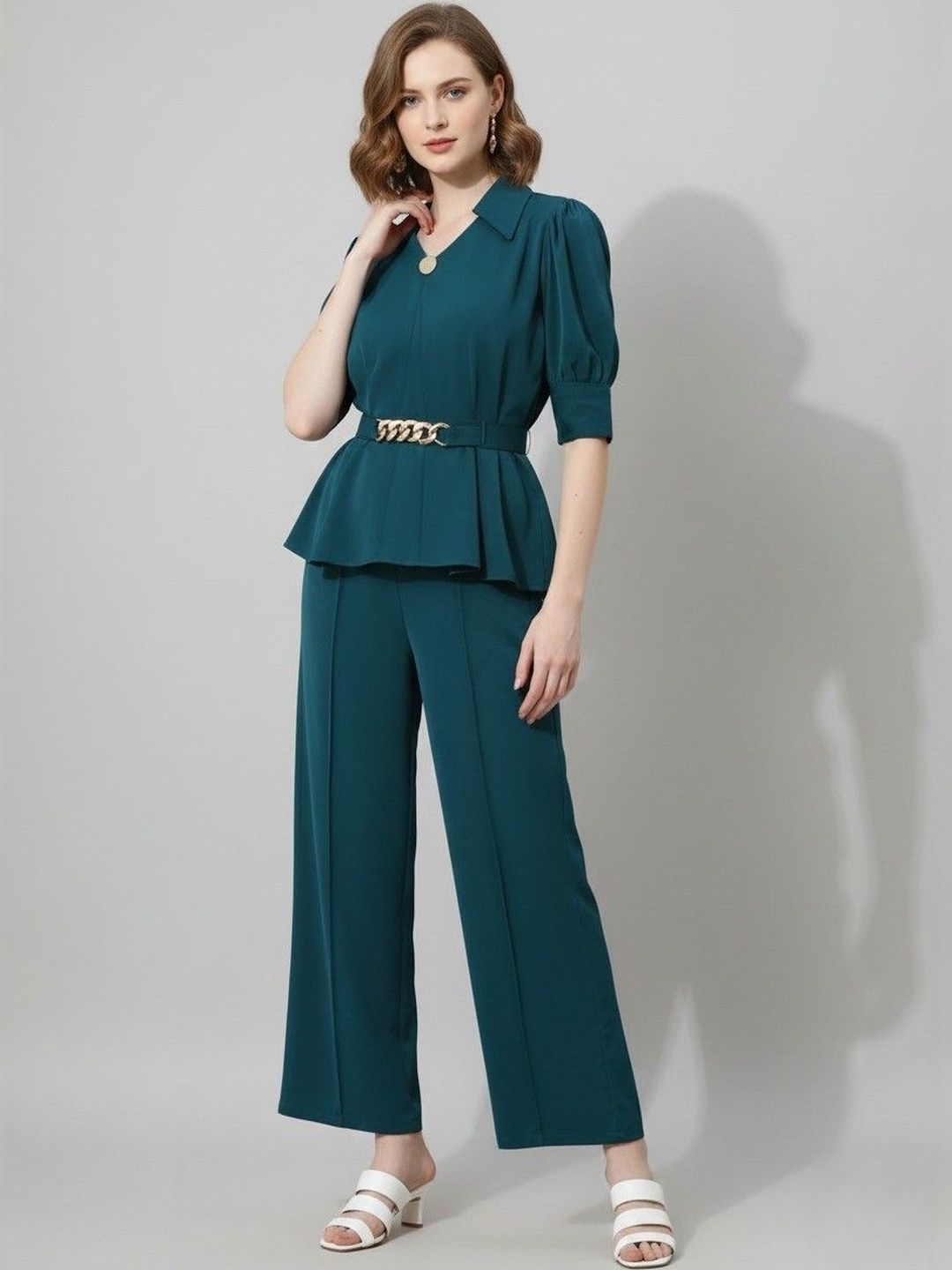 Elara Luxe V-Neck Top & Trousers Co-Ords