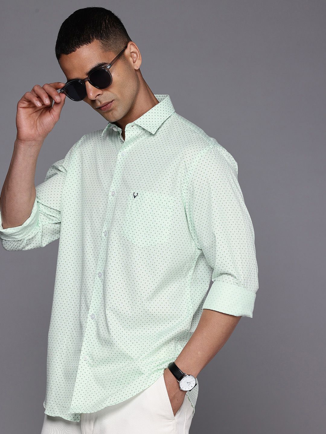Allen Solly Allen Solly Pure Cotton Classic Fit Micro Ditsy Printed Casual Shirt