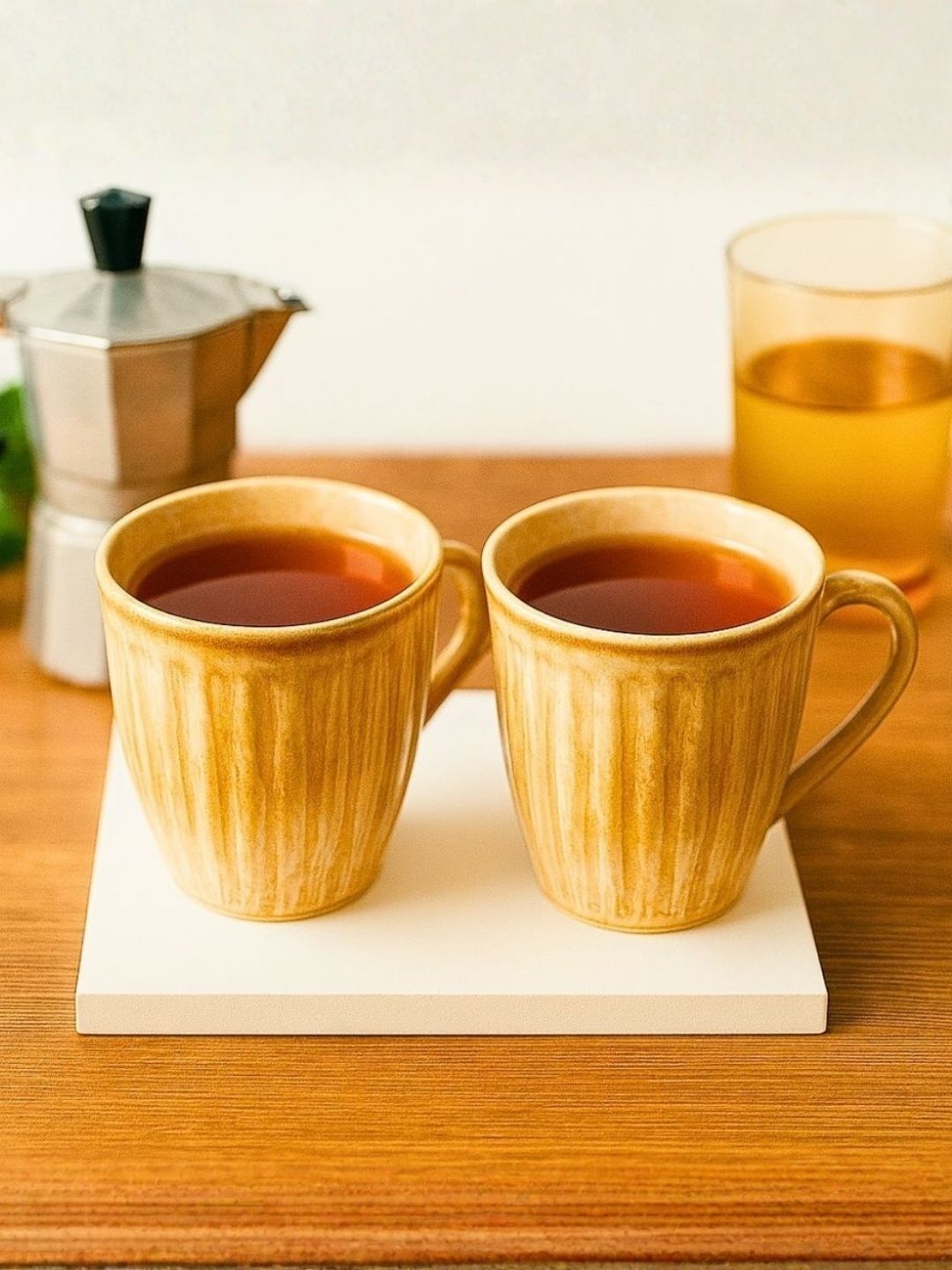 Unravel India Multicoloured Crafted Ceramics Solid Ceramic Glossy Mugs Set of Cups and Mugs