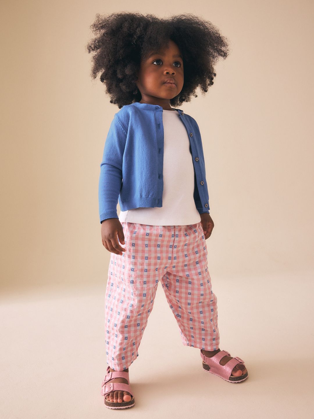 NEXT Girls Checked & Floral Barrel Trousers