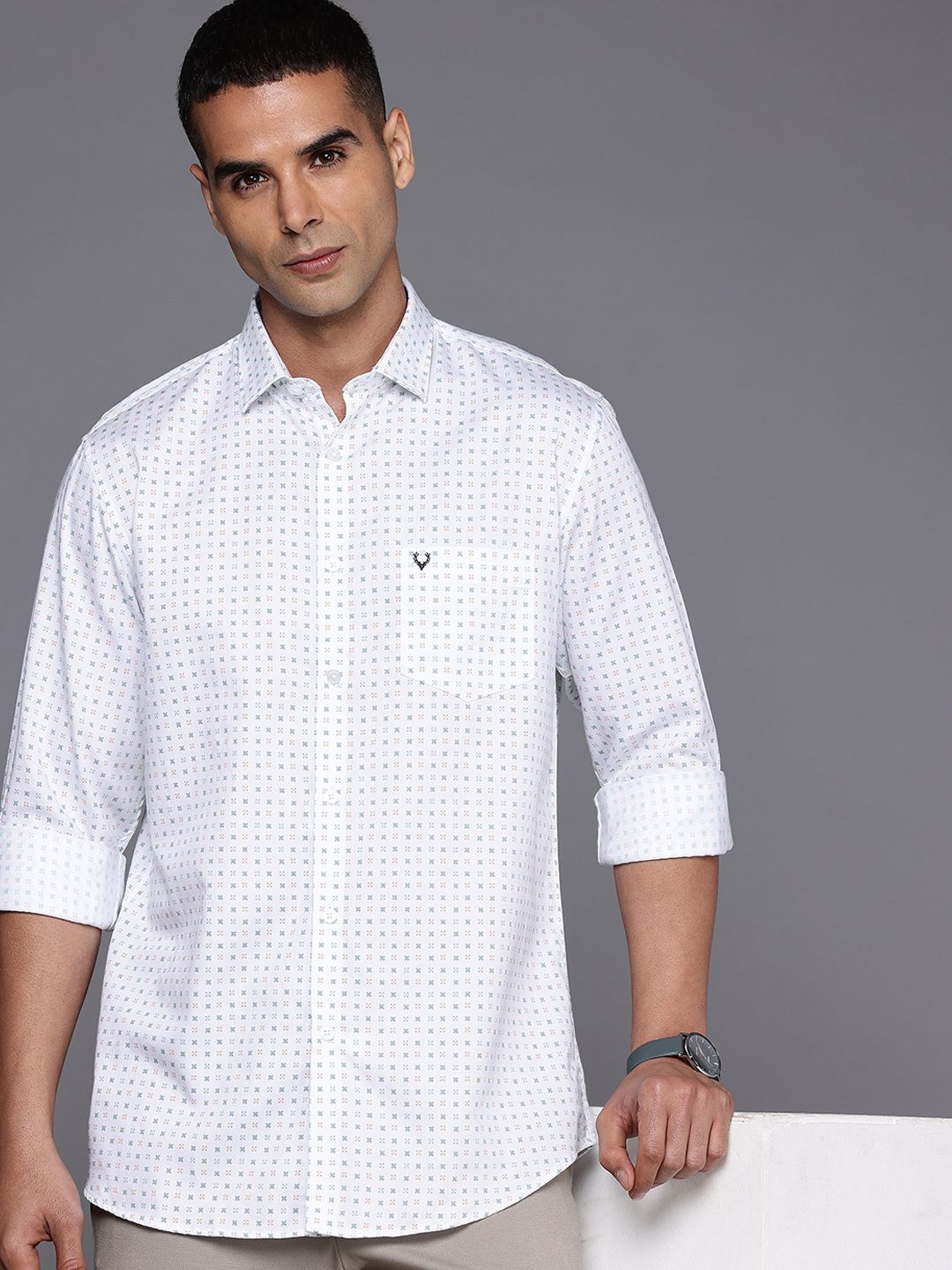 Allen Solly Sport Fit Geometric Printed Pure Cotton Casual Shirt