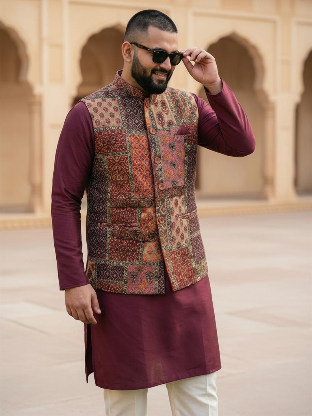 KISAH Plus Size Men Printed Jacket