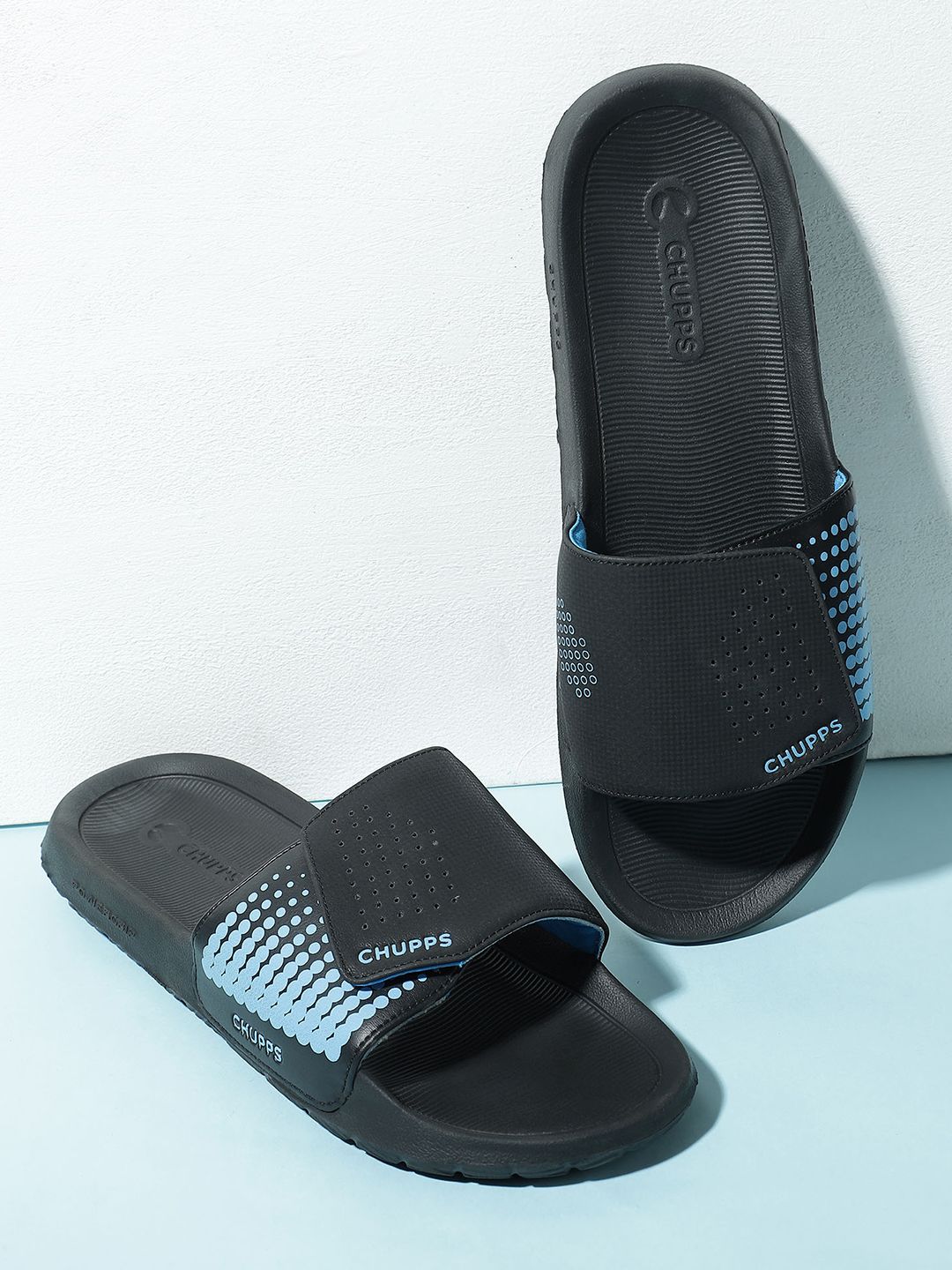 CHUPPS Men Black OFFSET Powergrip Flip-Flops
