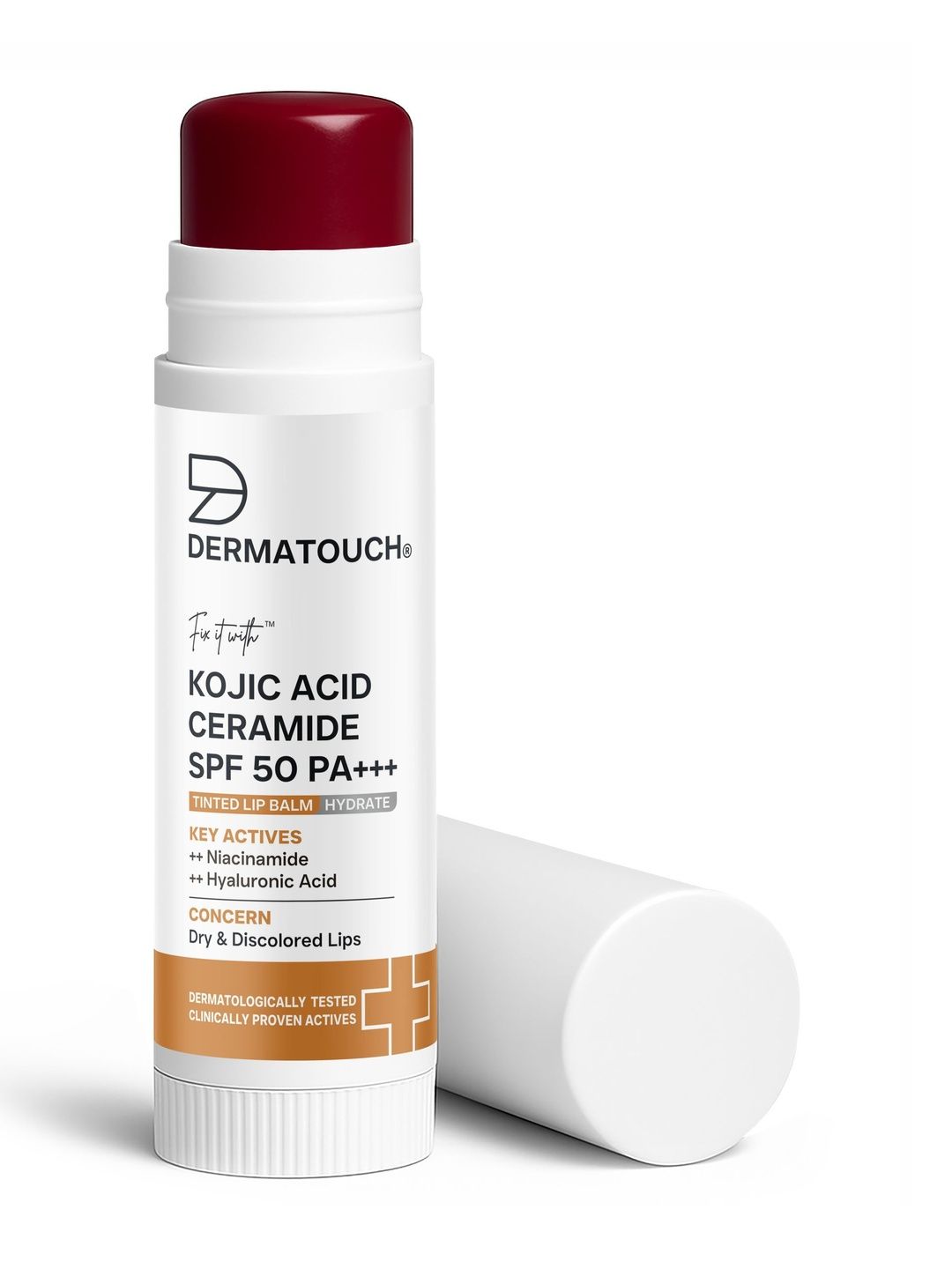 Dermatouch Kojic Acid Ceramide SPF 50 PA+++ Lip Balm- 5 g- Cherry Red