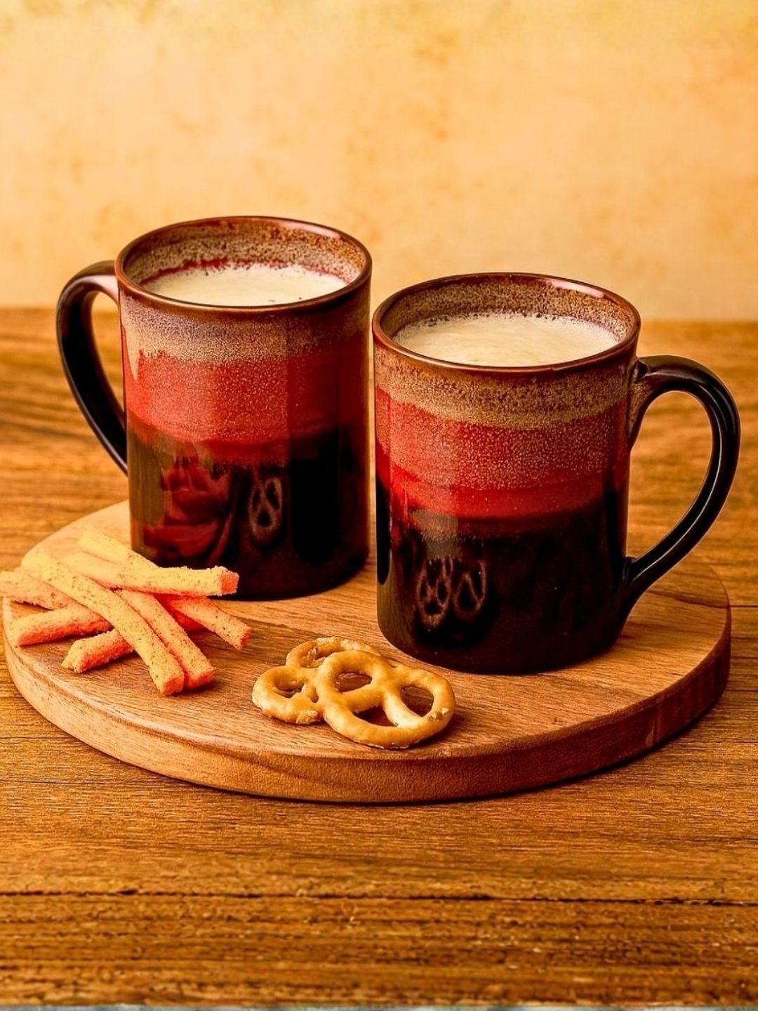 Unravel India Multicoloured Crafted Ceramics Solid Ceramic Glossy Mugs Set of Cups and Mugs