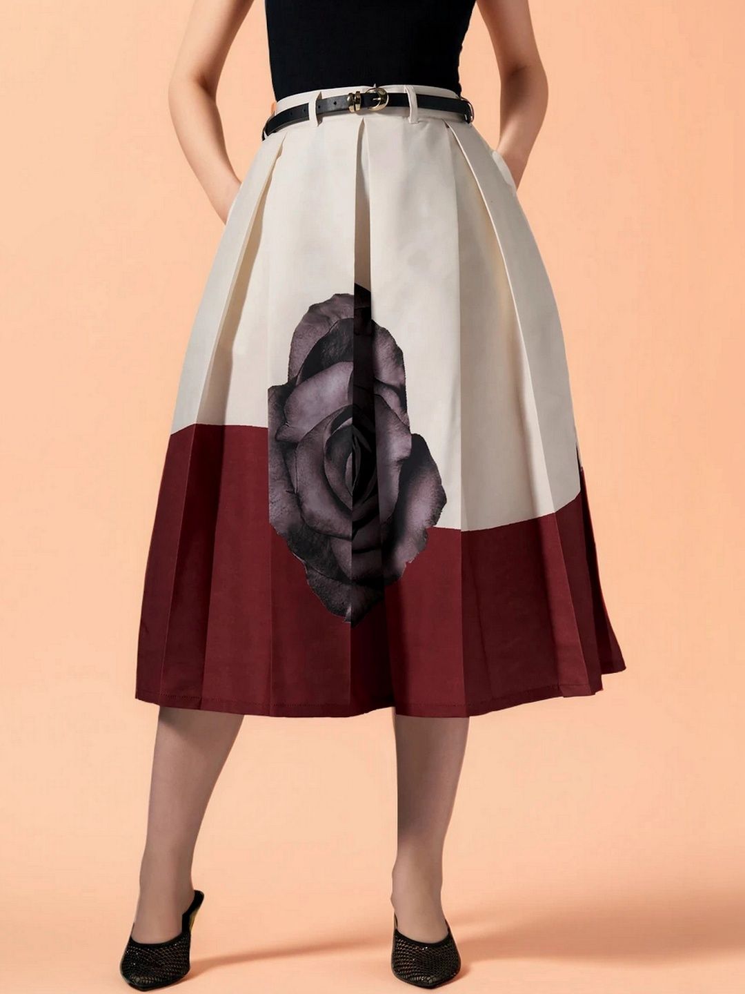 DressBerry Printed Cotton Midi A-Line Skirts