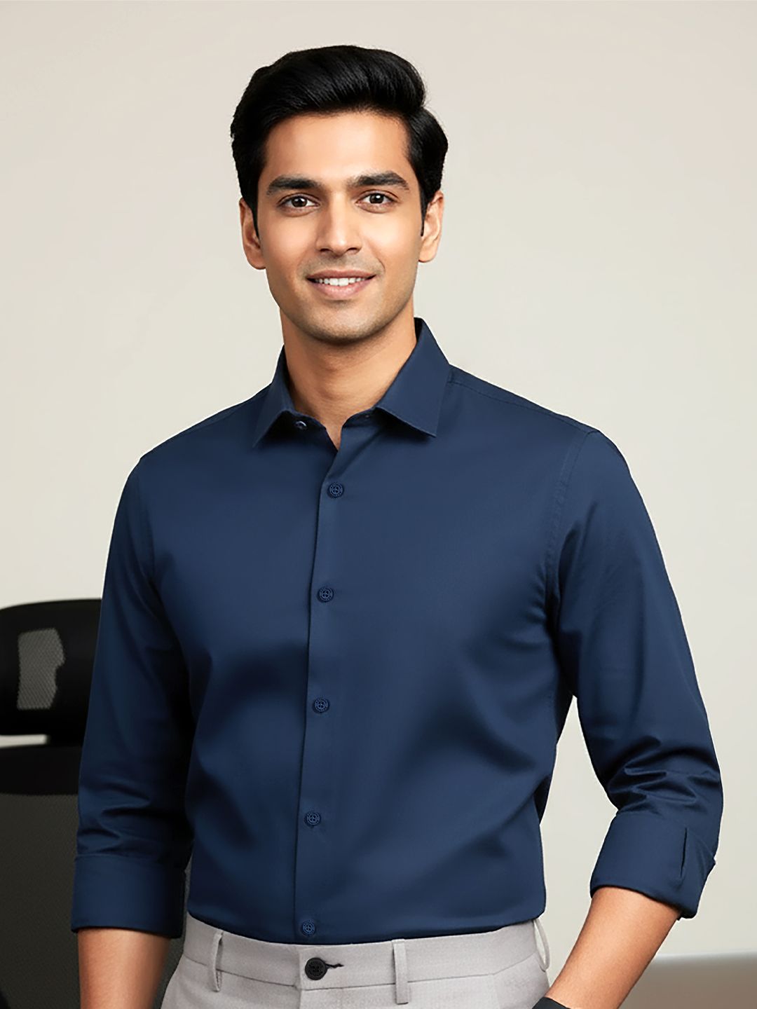 Beyoung Spread Collar Opaque Cotton Formal Shirt