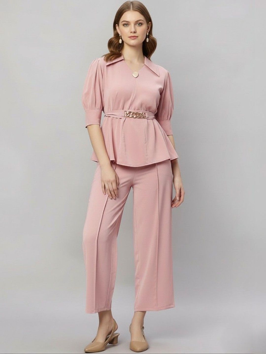Elara Luxe V-Neck Top & Trousers Co-Ords