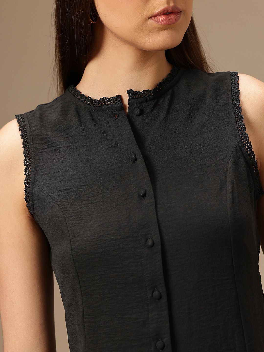 Buy Chemistry Lace Detail Tie-Up Back Top - Tops for Women