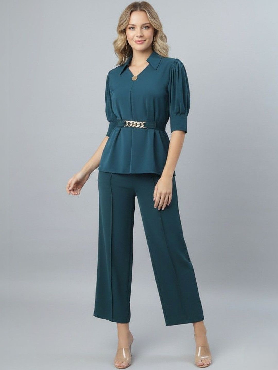 Elara Luxe V-Neck Top & Trousers Co-Ords