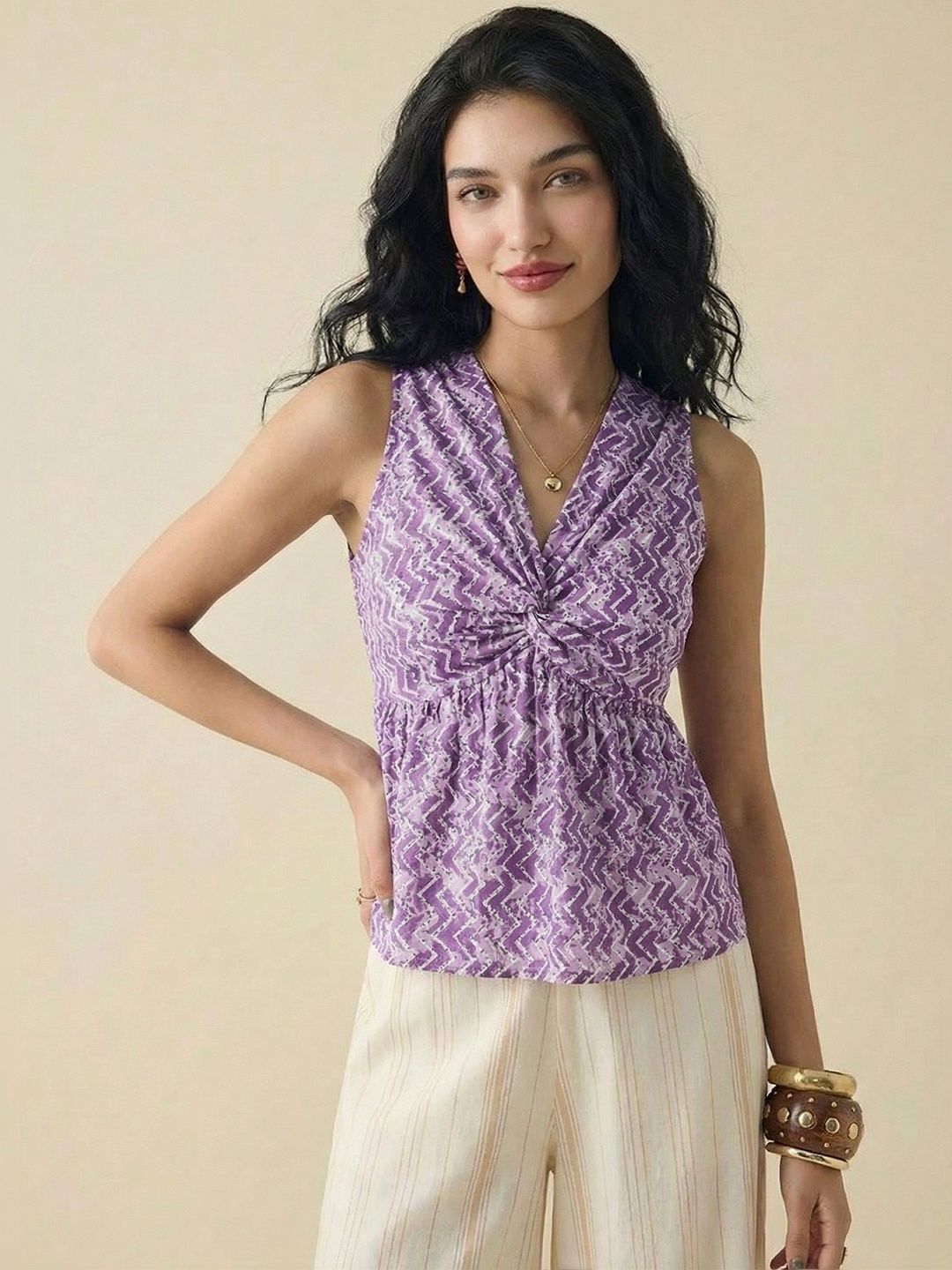 Istyle Can Print Ethnic Cotton Top