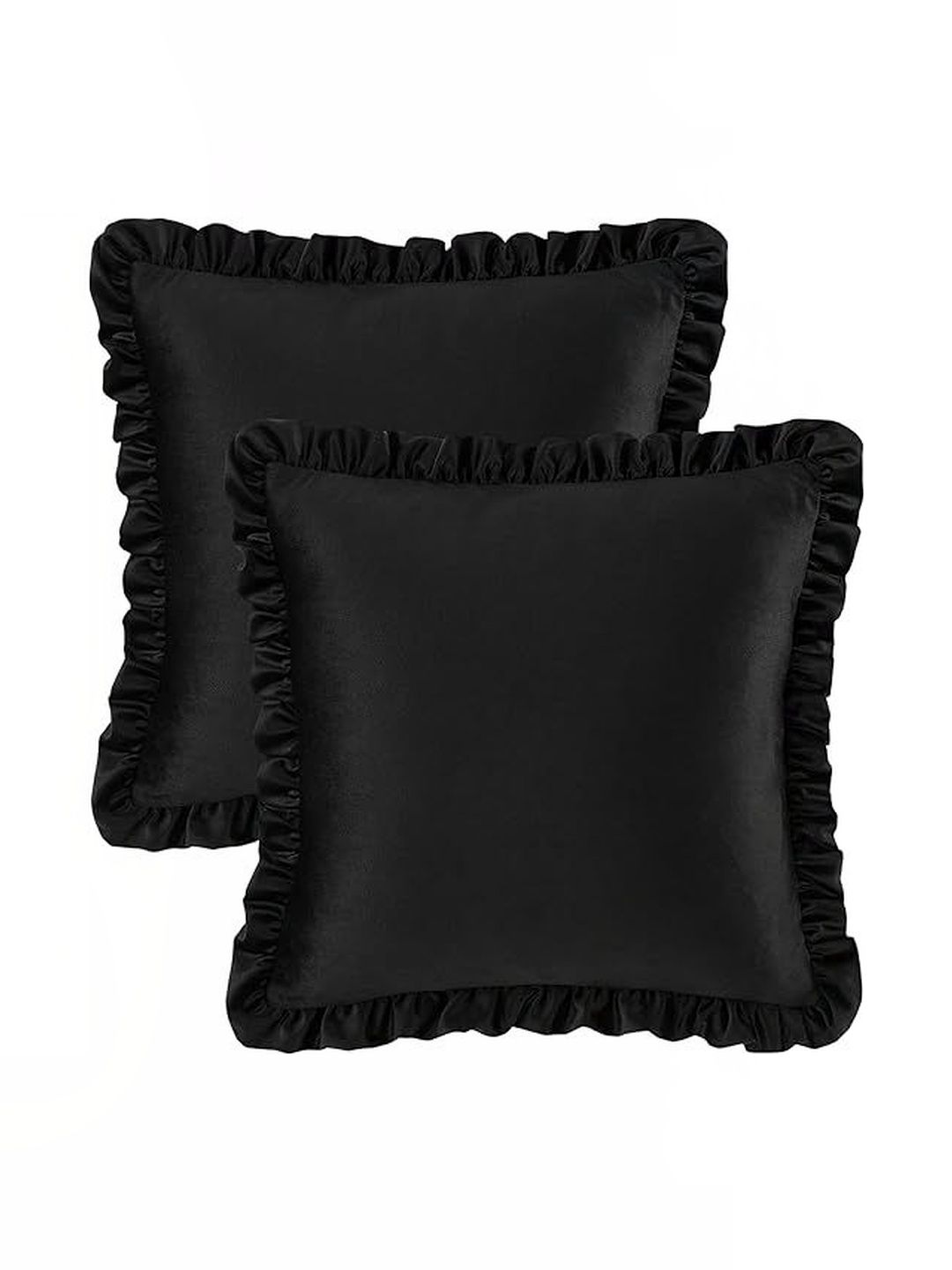 KNOTTING HOME Black Set of 2 Velvet Square Cushion Covers