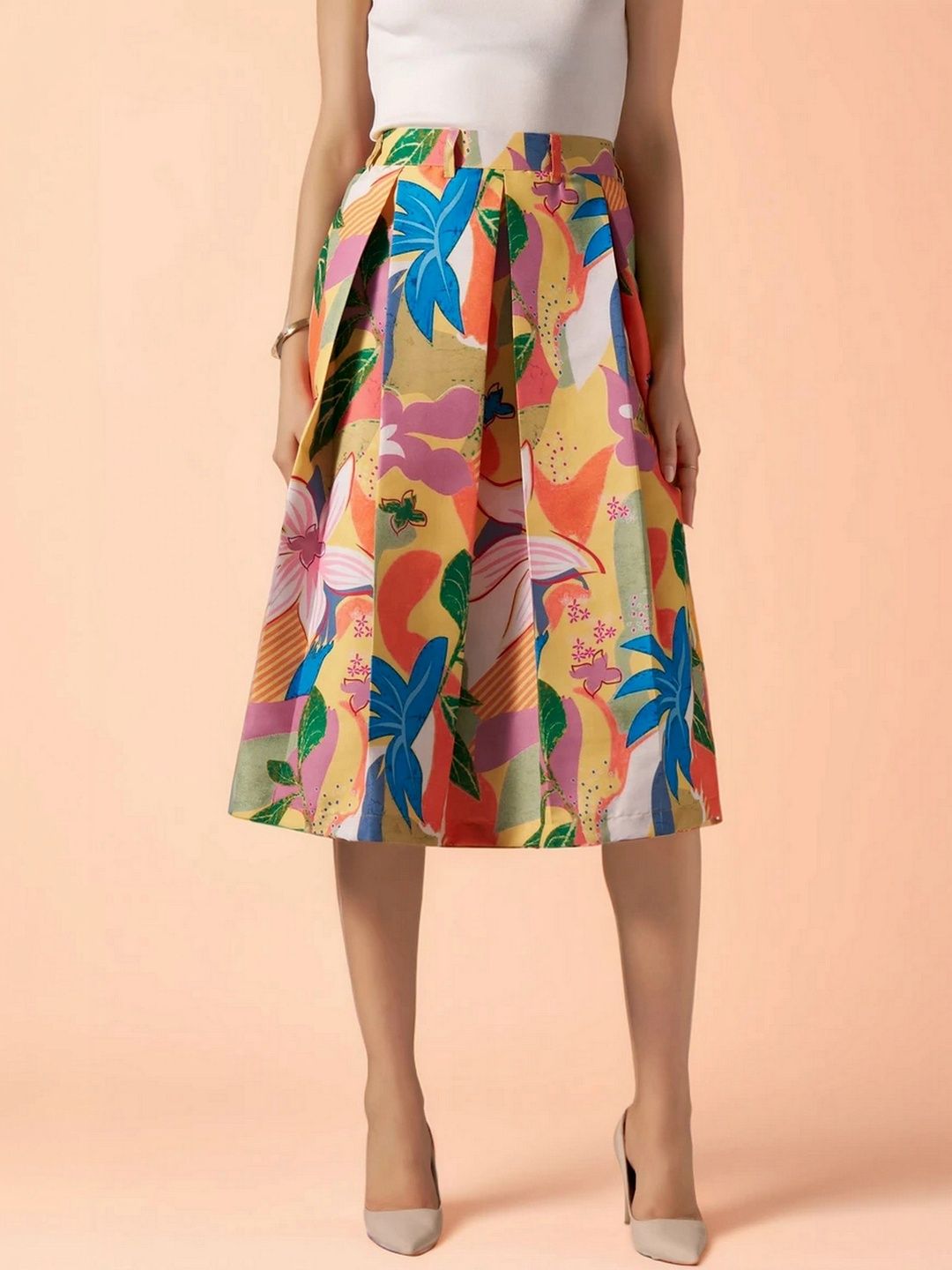 DressBerry DressBerry Printed Cotton Midi A-Line Skirts
