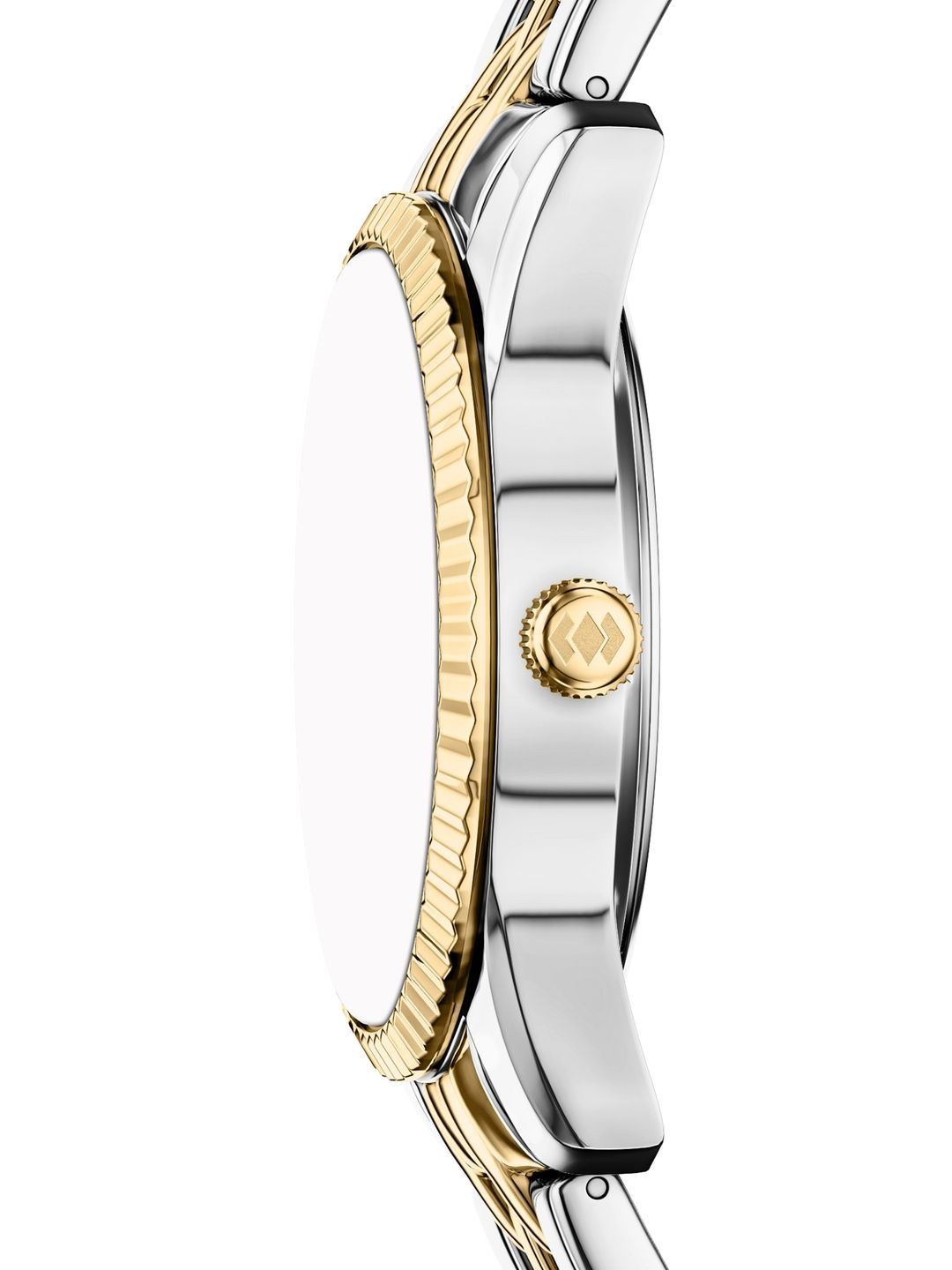 Embellished Dial & Stainless Steel Bracelet Style Straps Analogue Date Aperture Watch ES5458